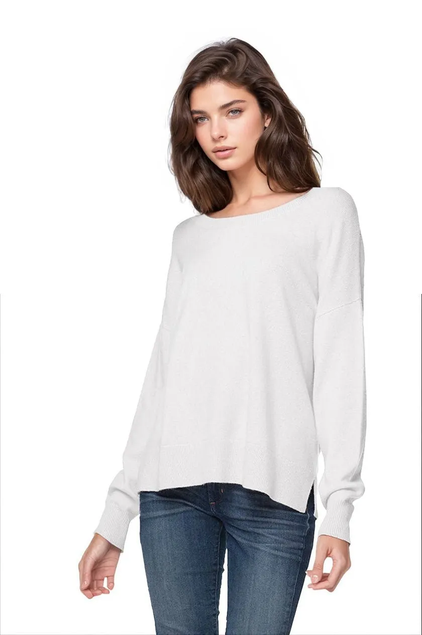 100% Cashmere Loose & Easy Crew Sweater in Fall Colors