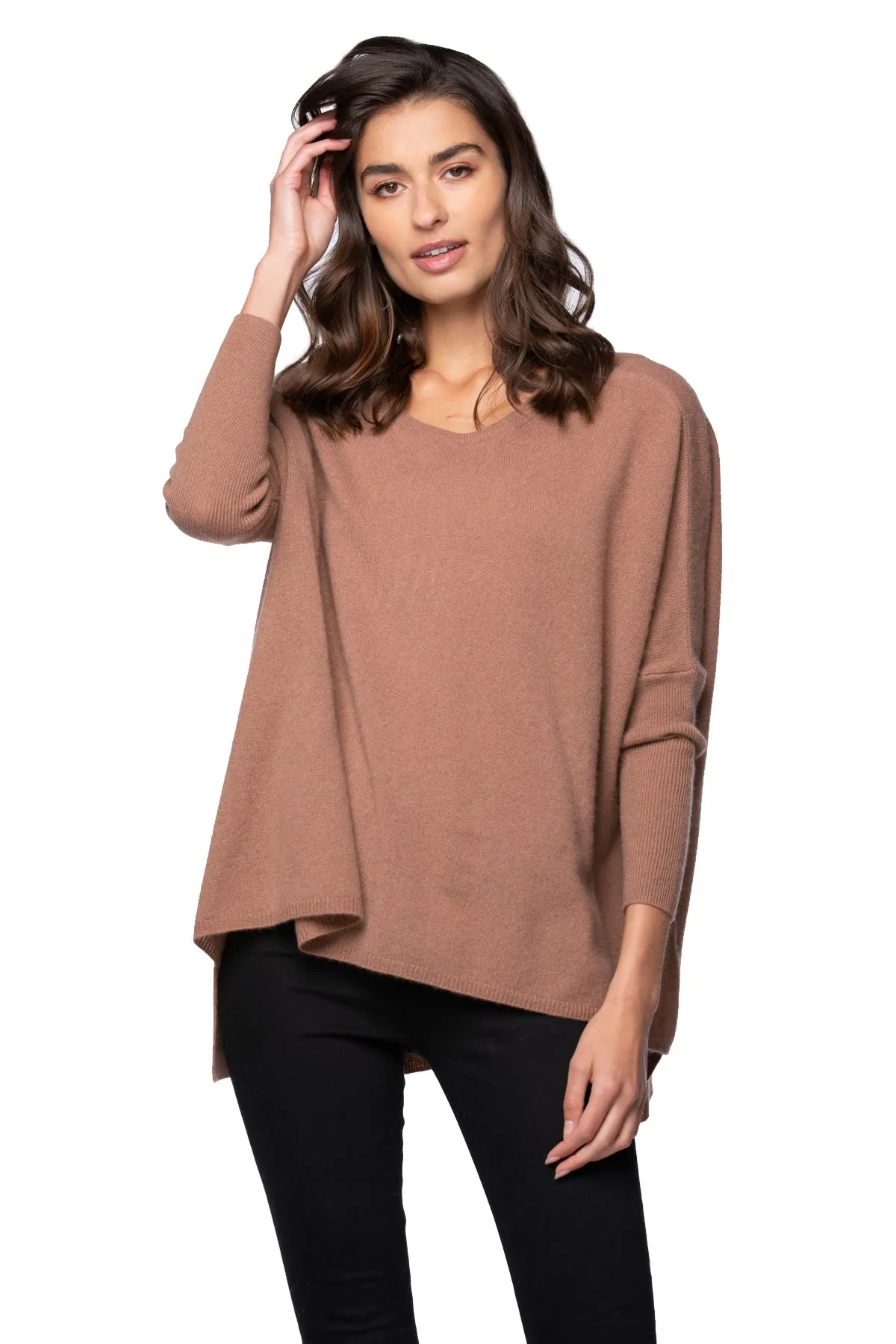 100% Cashmere Loose & Easy Crew Sweater in Fall Colors