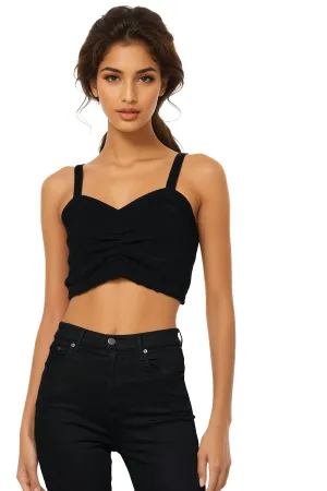 100% Cashmere Natalia Crop Cami Tank in Black