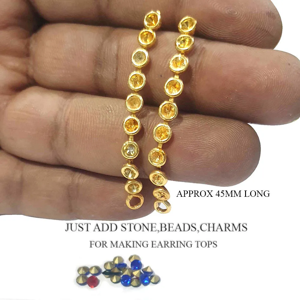 20 Pcs 10 Pairs Gold Plated New Trend tops stud earring making findings approx 45mm long