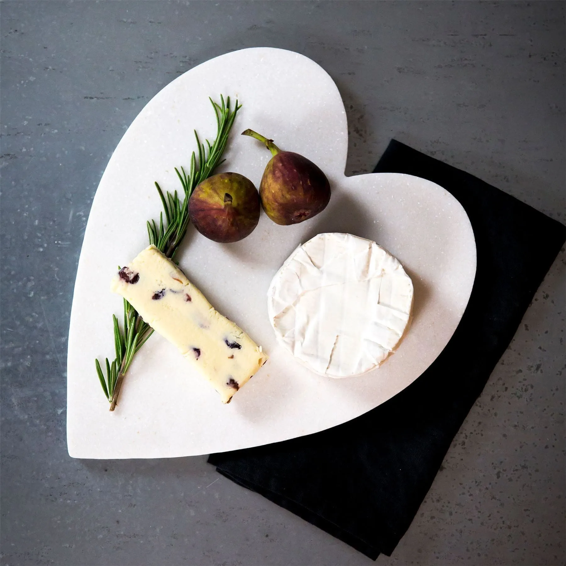 27cm x 25cm White Heart Marble Chopping Board - By Argon Tableware