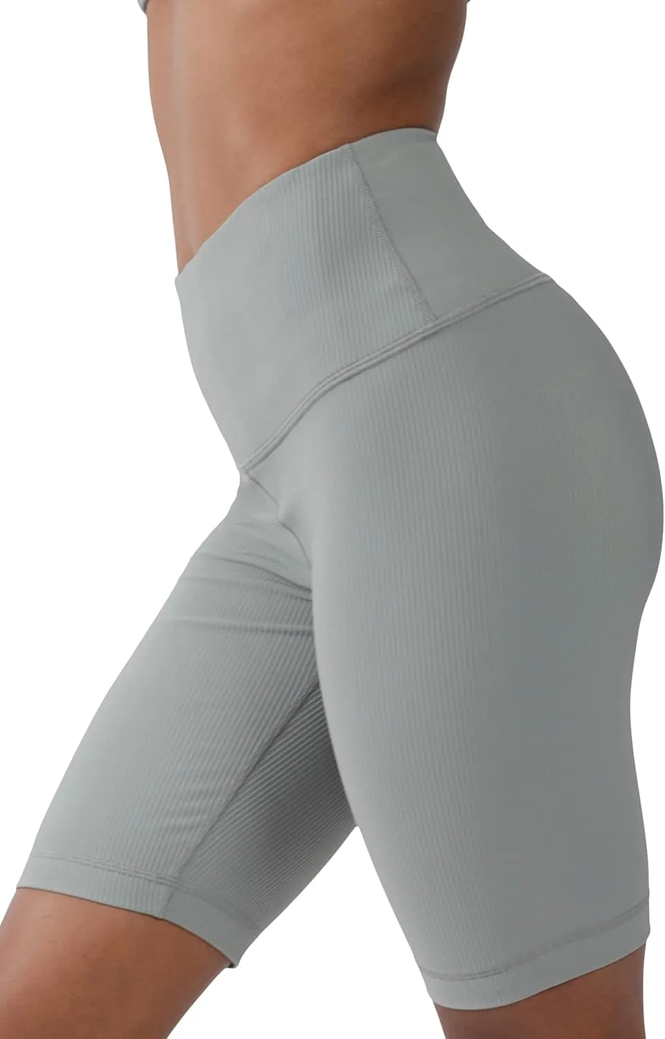 90 Degree By Reflex Womens High Waisted Biker Shorts Ribbed Workout Yoga Running Tummy Control Spandex Short