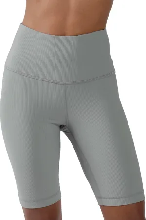 90 Degree By Reflex Womens High Waisted Biker Shorts Ribbed Workout Yoga Running Tummy Control Spandex Short