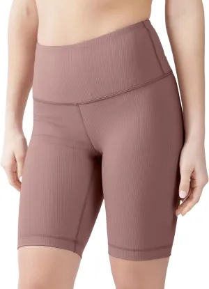 90 Degree By Reflex Womens High Waisted Biker Shorts Ribbed Workout Yoga Running Tummy Control Spandex Short