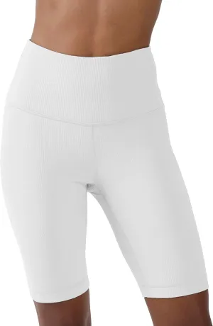 90 Degree By Reflex Womens High Waisted Biker Shorts Ribbed Workout Yoga Running Tummy Control Spandex Short
