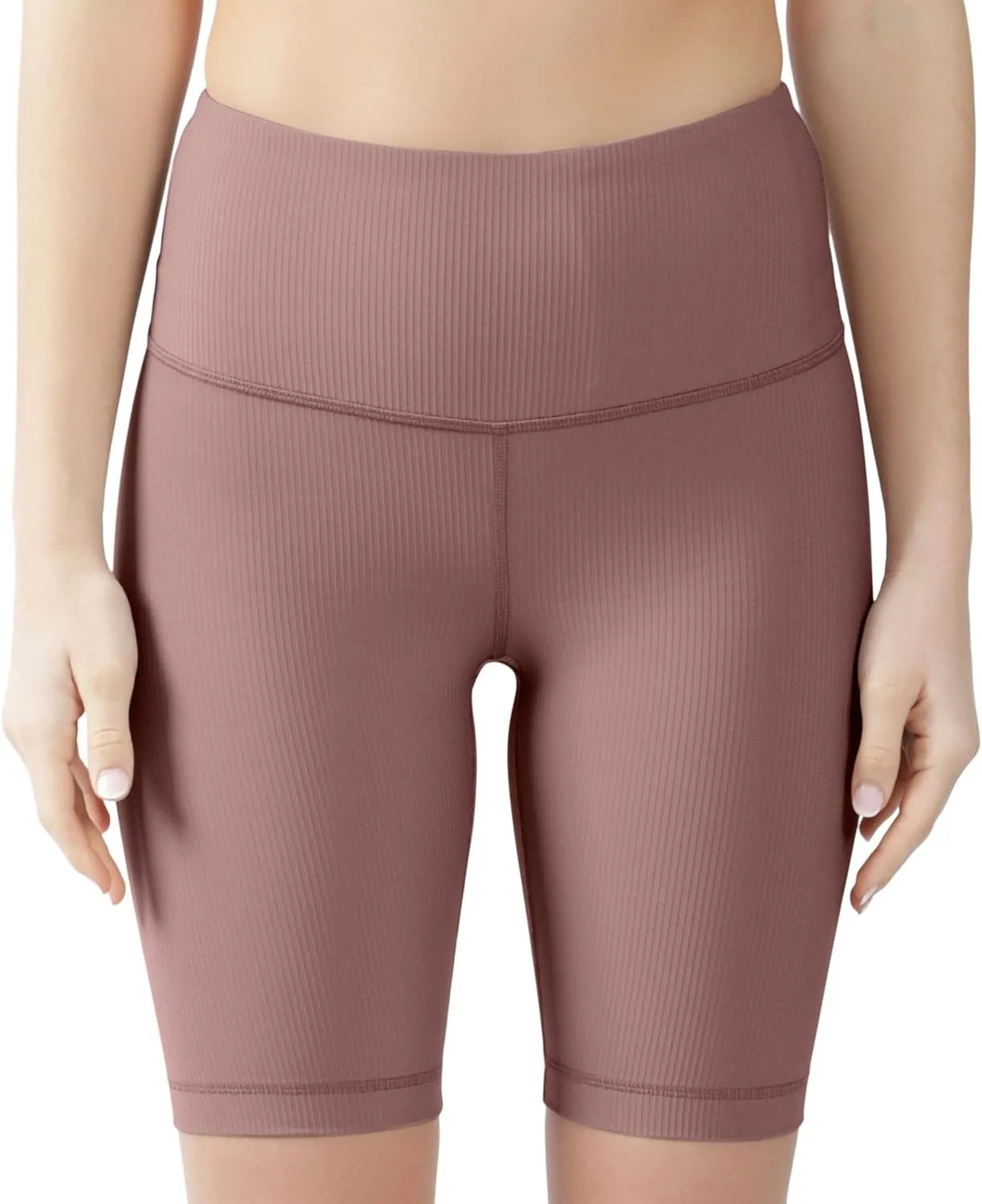 90 Degree By Reflex Womens High Waisted Biker Shorts Ribbed Workout Yoga Running Tummy Control Spandex Short