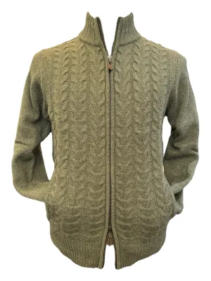 Alan Paine Hawkser Cable Zip Front Mock Neck Sweater Landscape