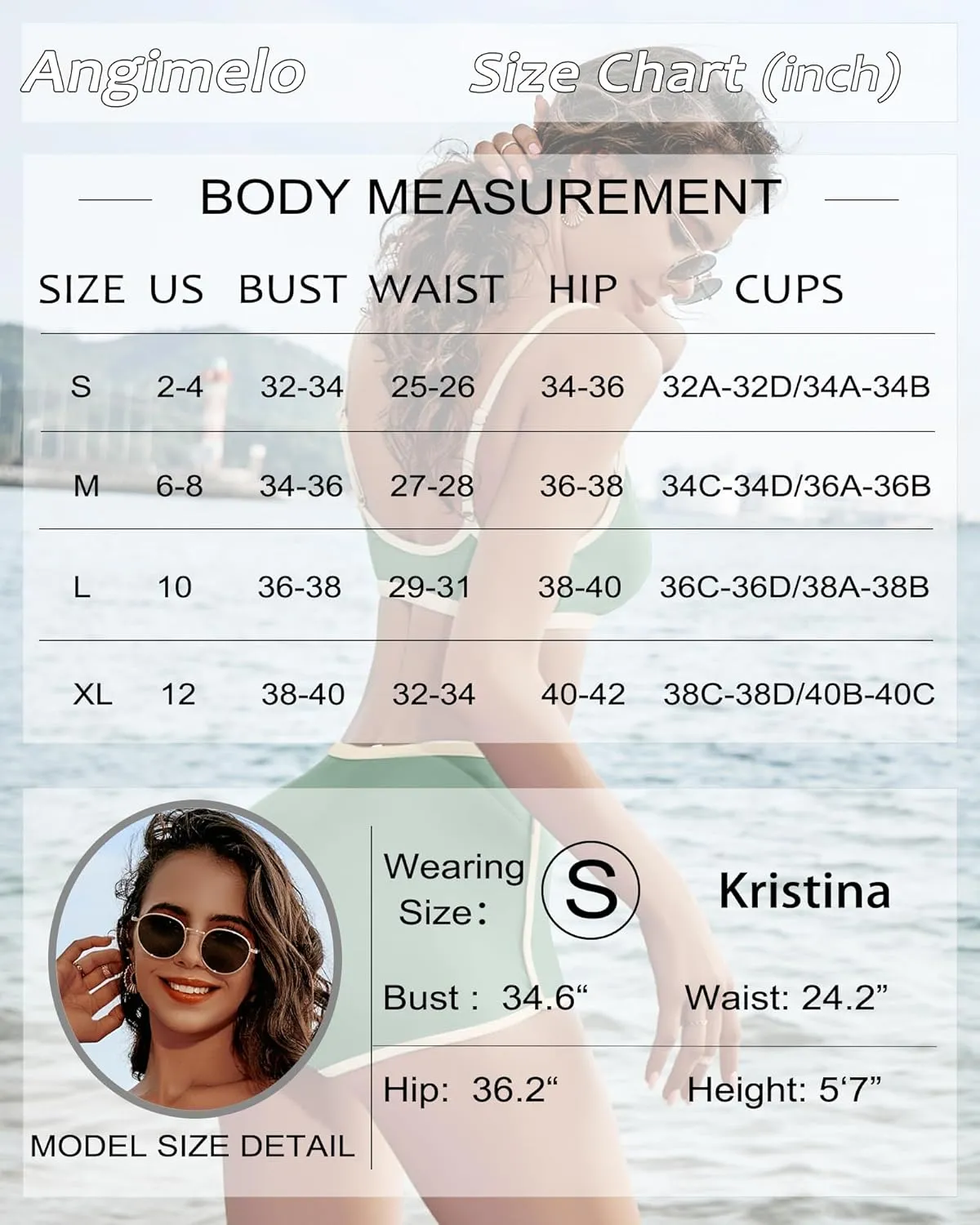 AngiMelo High Waisted Bikini Sets for Women Two Piece Tummy Control Swimsuits Modest Bathing Suit Shorts Swim Suits Teens