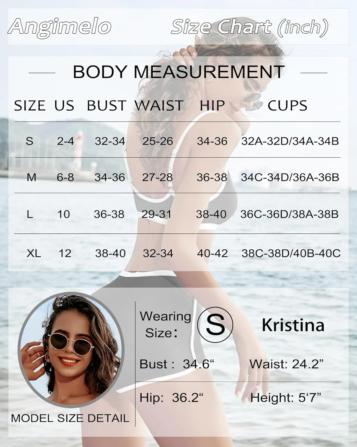 AngiMelo High Waisted Bikini Sets for Women Two Piece Tummy Control Swimsuits Modest Bathing Suit Shorts Swim Suits Teens