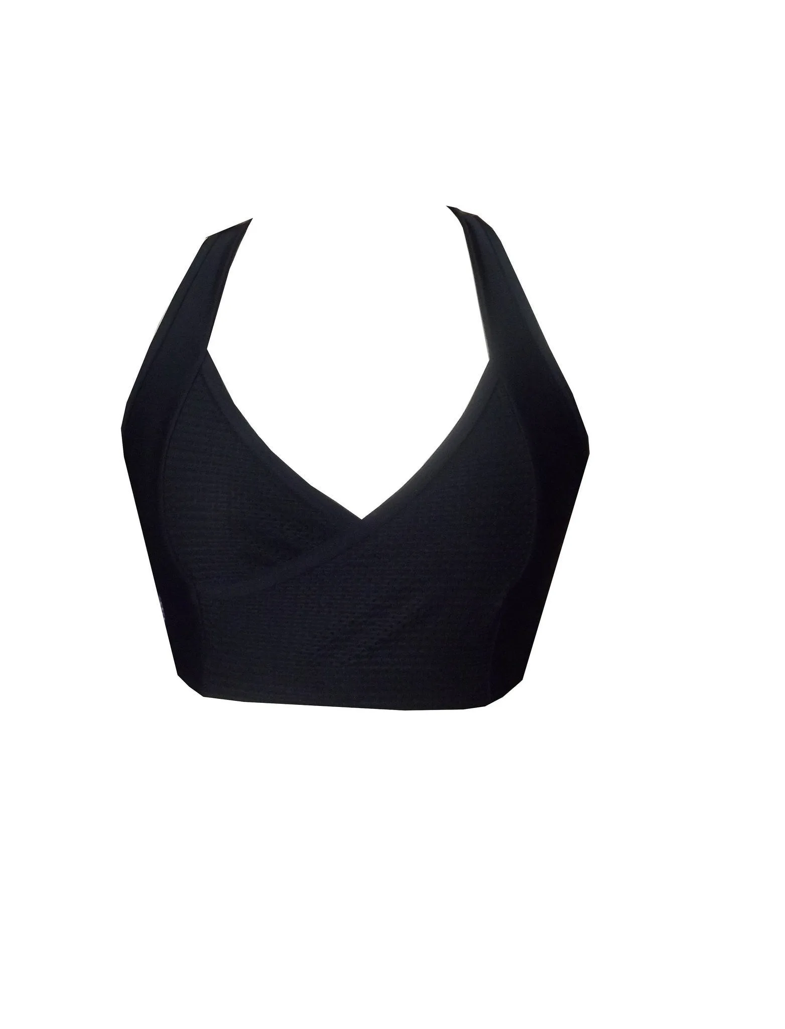 BK40 Matt Black & Mesh Contrast V Wrap Crop Top