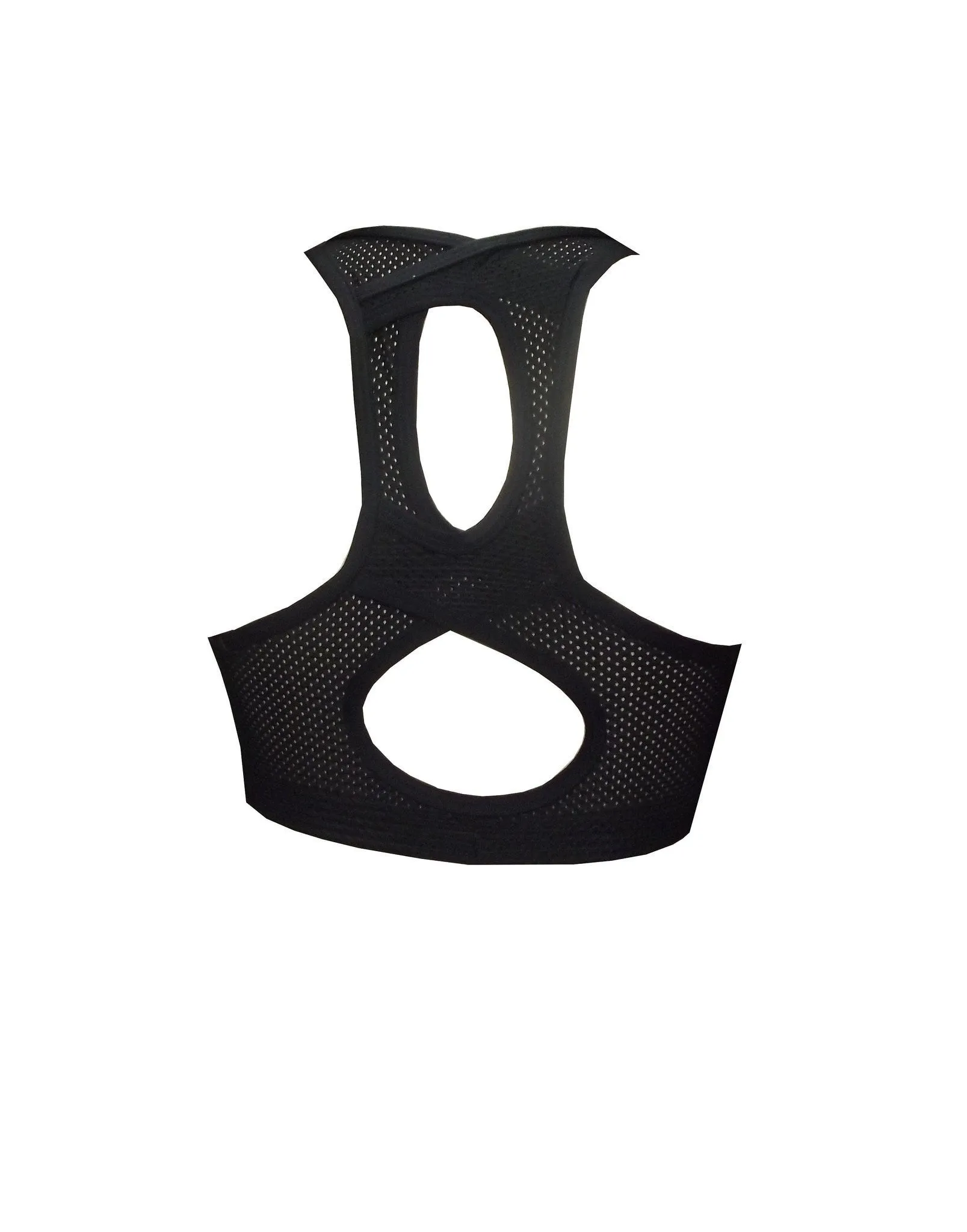 BK40 Matt Black & Mesh Contrast V Wrap Crop Top