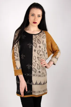 Black & Beige Silk Wool Sweater