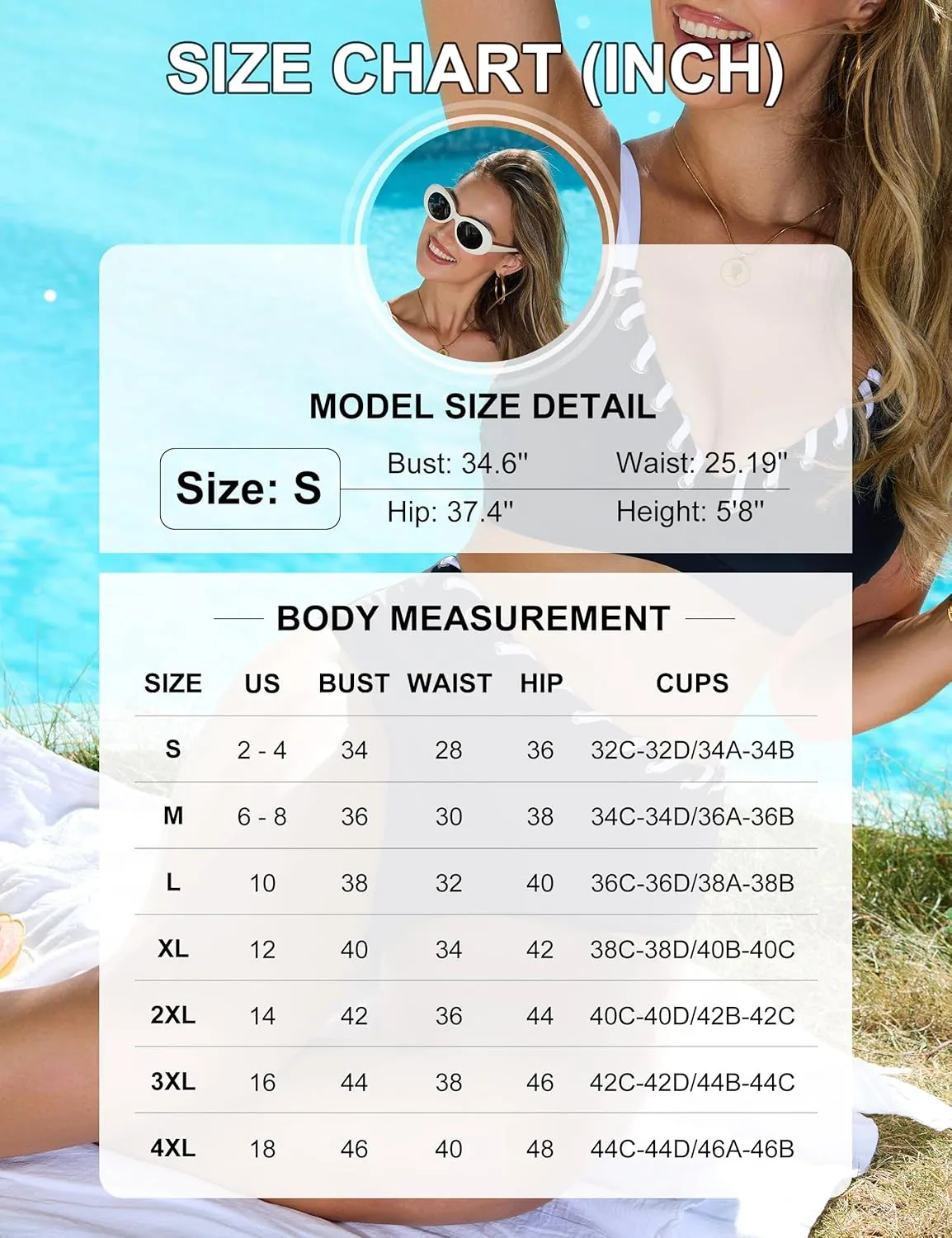 Blooming Jelly Women High Waisted Bikini Sets Color Block Two Piece Swimsuits Push Up V Neck High Cut Bathing Suit