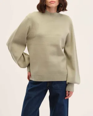 Blouson Sleeve Mock Neck Pullover