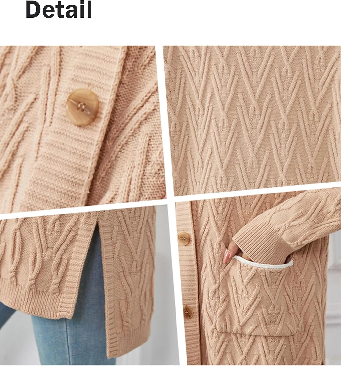 BMJL Womens Fall/Winter Cardigans Hooded Cable Knit Sweaters Oversized Open Front Coats with Pockets 2023