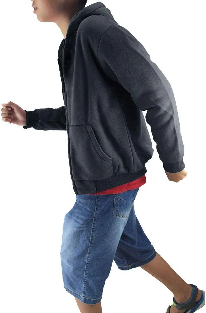 Boys Hoodies Full Zip Up Sherpa Lined Fleece Lined Athletic Youth Kids Sweatshirts,Size 8-16