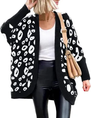 BTFBM Womens Cardigan Sweaters Long Sleeve Open Front Cardigans Fall Fashion Loose Knit Printed Outwear Spring Coats