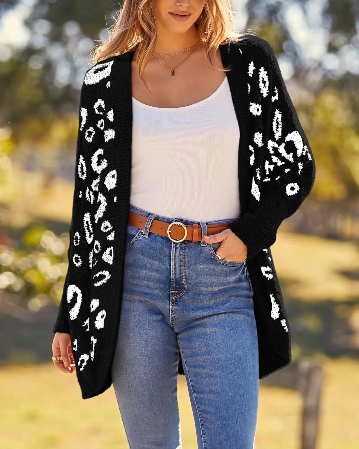 BTFBM Womens Cardigan Sweaters Long Sleeve Open Front Cardigans Fall Fashion Loose Knit Printed Outwear Spring Coats