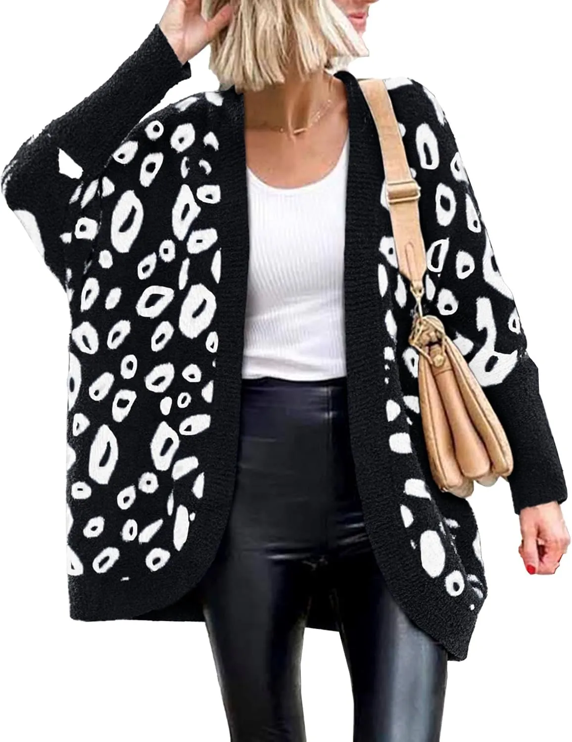BTFBM Womens Cardigan Sweaters Long Sleeve Open Front Cardigans Fall Fashion Loose Knit Printed Outwear Spring Coats