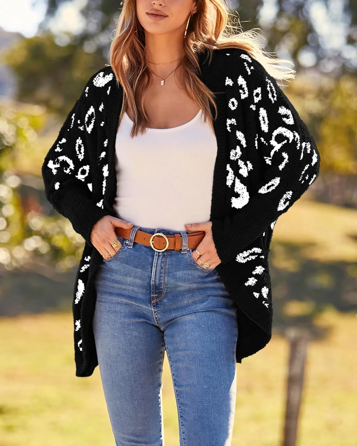 BTFBM Womens Cardigan Sweaters Long Sleeve Open Front Cardigans Fall Fashion Loose Knit Printed Outwear Spring Coats