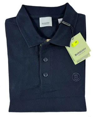 Burberry Men Polo Shirt Eddie Coal Blue Cotton L REDUCED - SALE