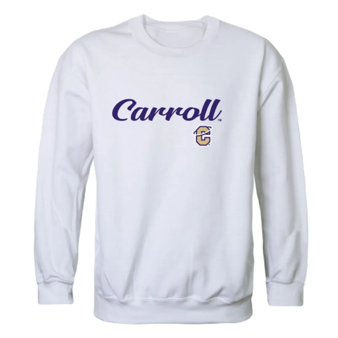 Carroll College Saints Script Fleece Crewneck Pullover Sweatshirt