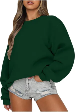Ceboyel Womens Crew Neck Sweatshirts Oversized Long Sleeve Pullover Hoodie Cute Sweaters Shirts Teens Girls Winter Clothes