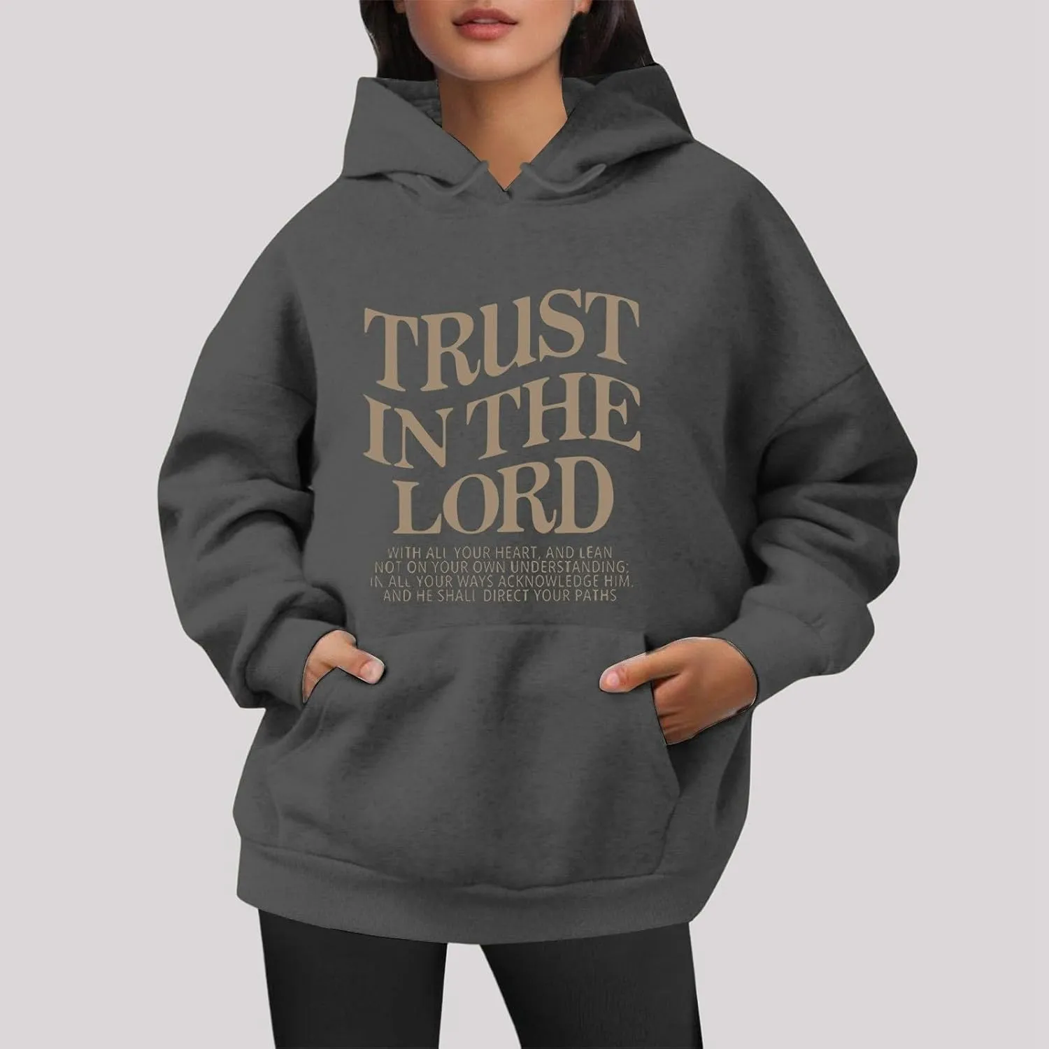 Christian Sweatshirts For Women Trust In The Lord Hoodies Long Sleeve Oversized Hoodies Faith Bible Verse Sweatshirt