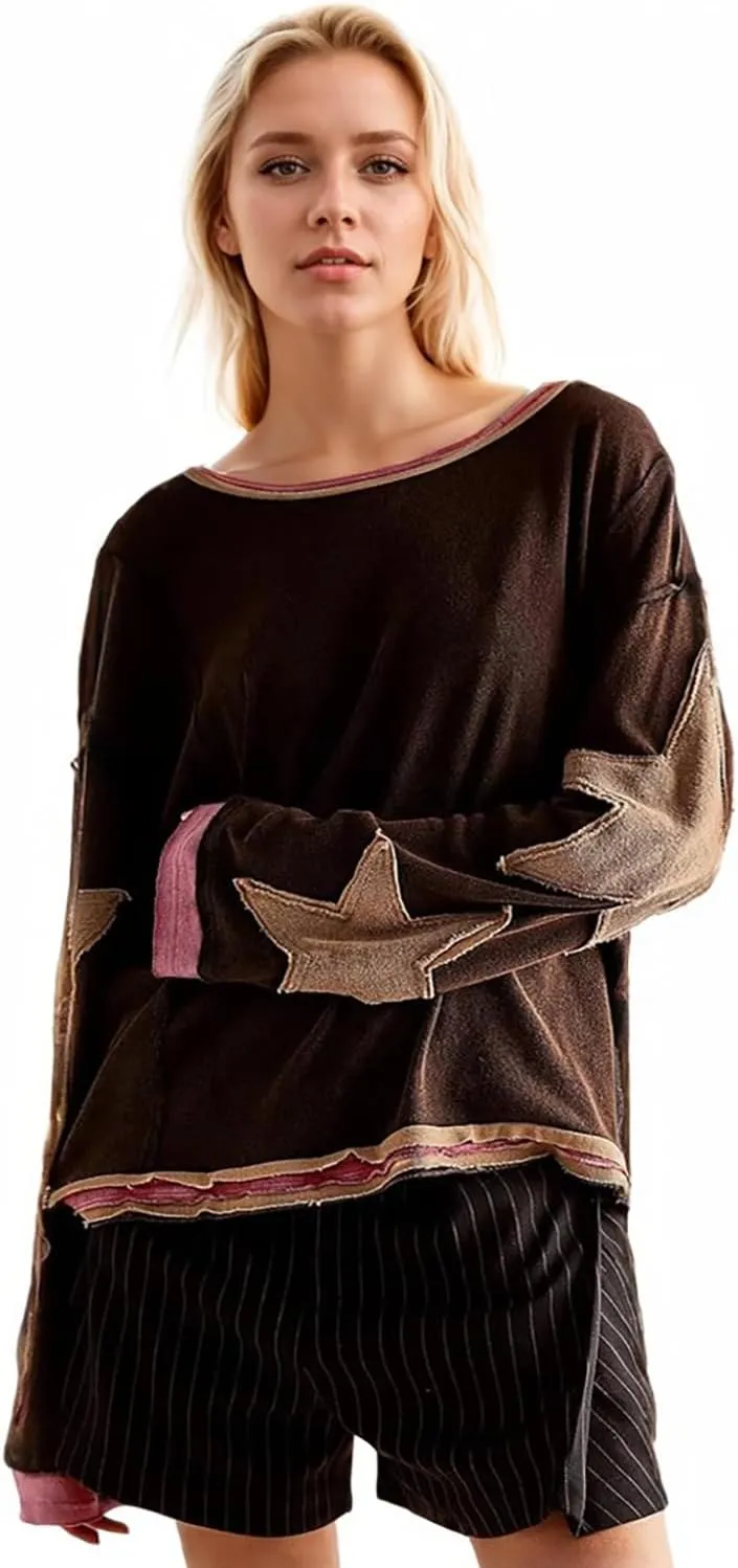 Comfort Colors Sweatshirt, Women Cotton Oversized Sweatshirt Lightweight Long Sleeve Crewneck Hoodies