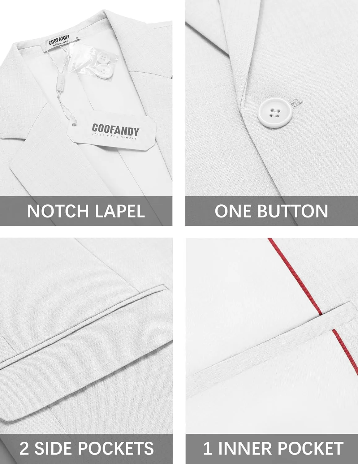 COOFANDY Mens Casual Blazer Suit Jackets Slim Fit One Button Sport Coats Lightweight Business Sports Jackets