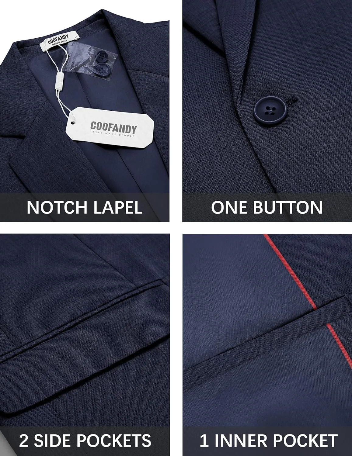 COOFANDY Mens Casual Blazer Suit Jackets Slim Fit One Button Sport Coats Lightweight Business Sports Jackets