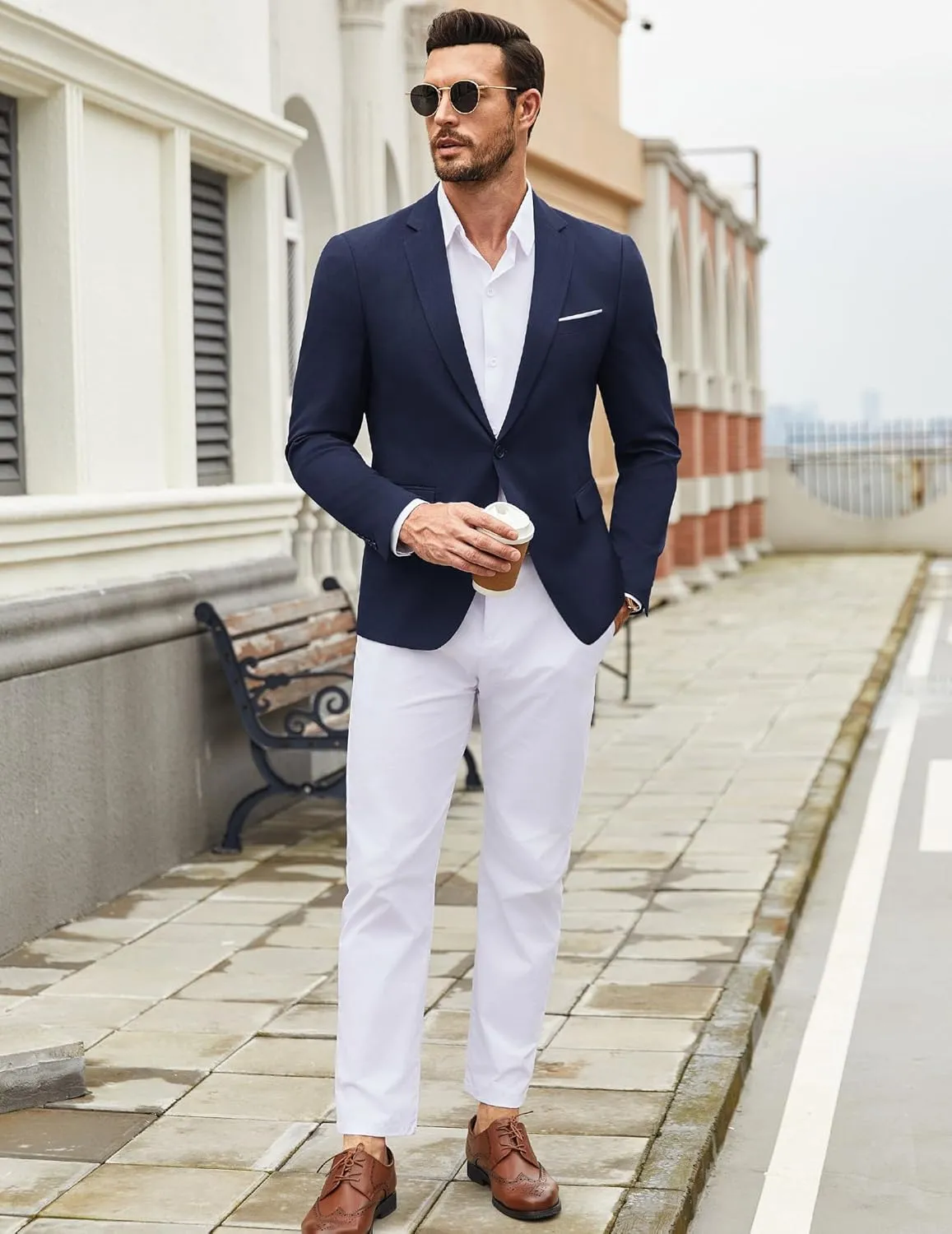 COOFANDY Mens Casual Blazer Suit Jackets Slim Fit One Button Sport Coats Lightweight Business Sports Jackets