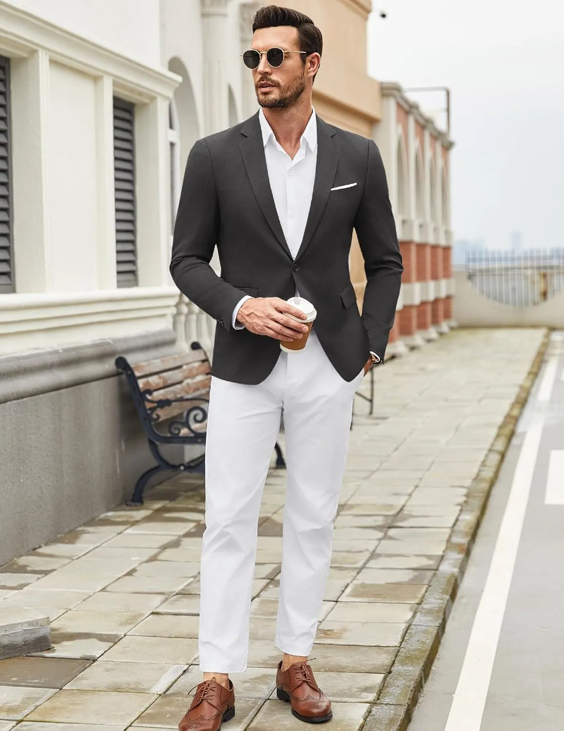 COOFANDY Mens Casual Blazer Suit Jackets Slim Fit One Button Sport Coats Lightweight Business Sports Jackets