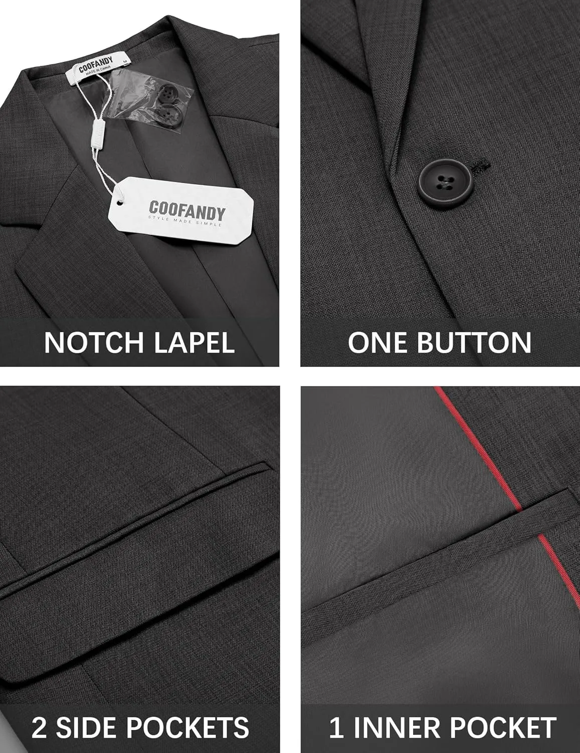 COOFANDY Mens Casual Blazer Suit Jackets Slim Fit One Button Sport Coats Lightweight Business Sports Jackets