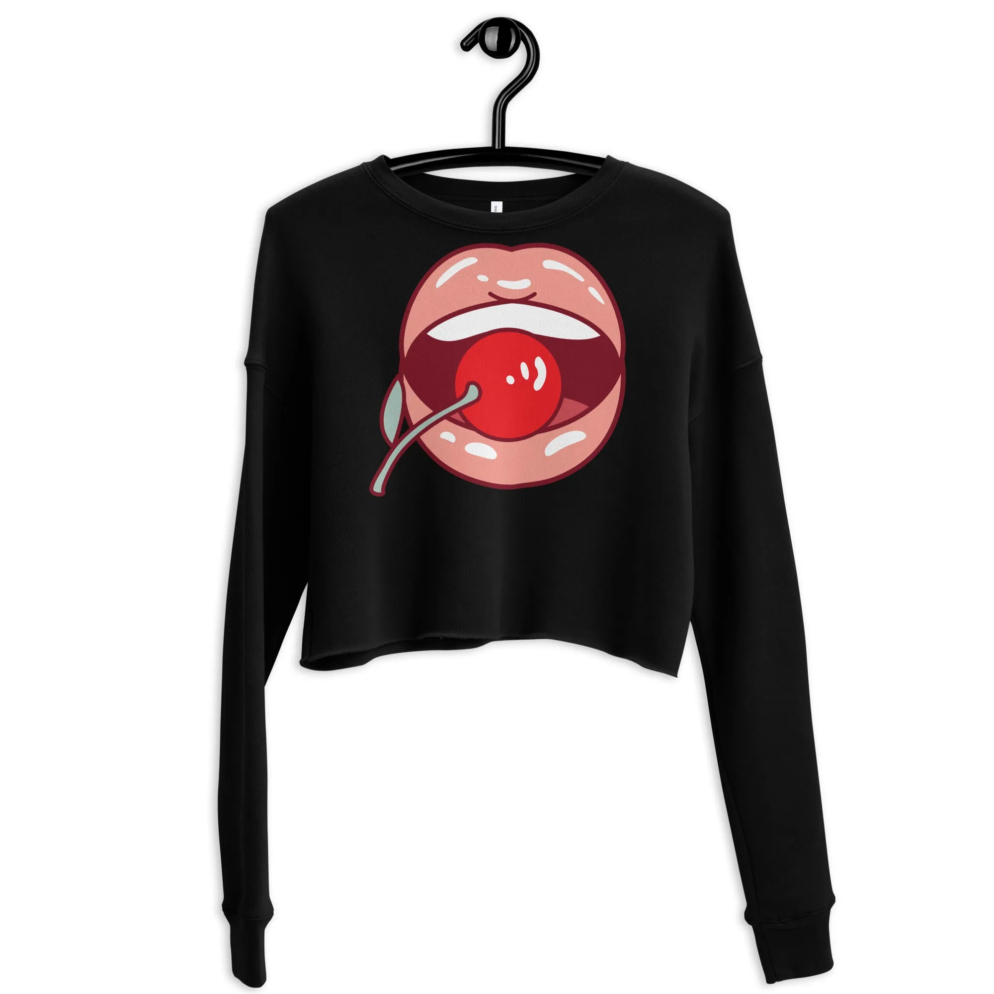 Crop Sweatshirt Womens (Lips and Cherry - Fun Lips 0021)