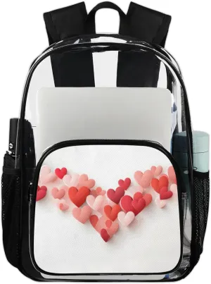 Customizable Clear Backpack for Women Men,Clear Bag for Stadium Events With Waterproof PVC Plastic Material,Valentine Day Graceful Love - L