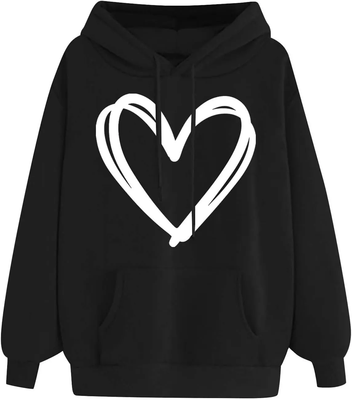 Cute Hooded Sweatshirt For Women 2024 Casual Long Sleeve Heart Graphic Hoodies Loose Comfy Fall Fashion Pullovers
