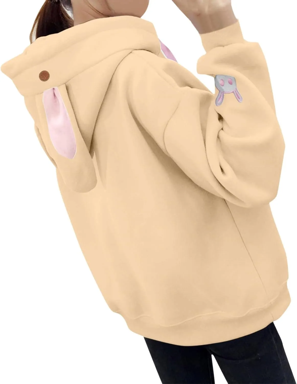 Cute Hoodies For Women Oversized Y2K Pullover Bunny Ear Hooded Sweatshirts With Pockets Long Sleeve Outfits Fall Clothes 2023