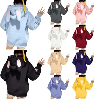 Cute Hoodies For Women Oversized Y2K Pullover Bunny Ear Hooded Sweatshirts With Pockets Long Sleeve Outfits Fall Clothes 2023