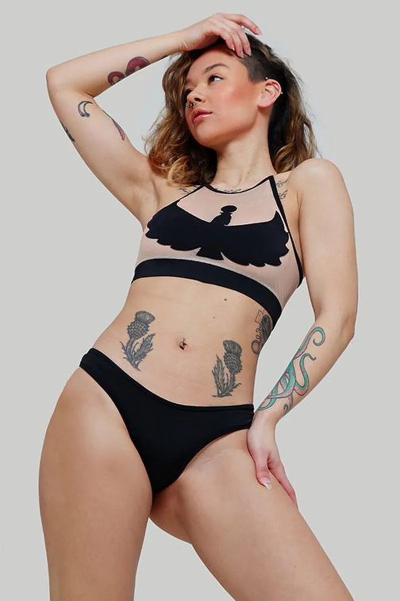 CXIX I S I S Halter Top - Black with Sand Mesh