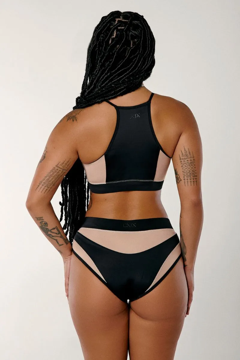 CXIX I S I S Halter Top - Black with Sand Mesh
