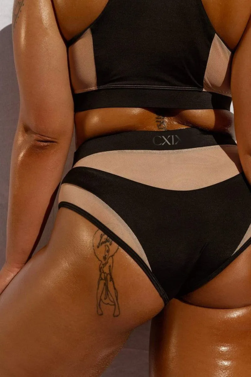 CXIX I S I S Halter Top - Black with Sand Mesh