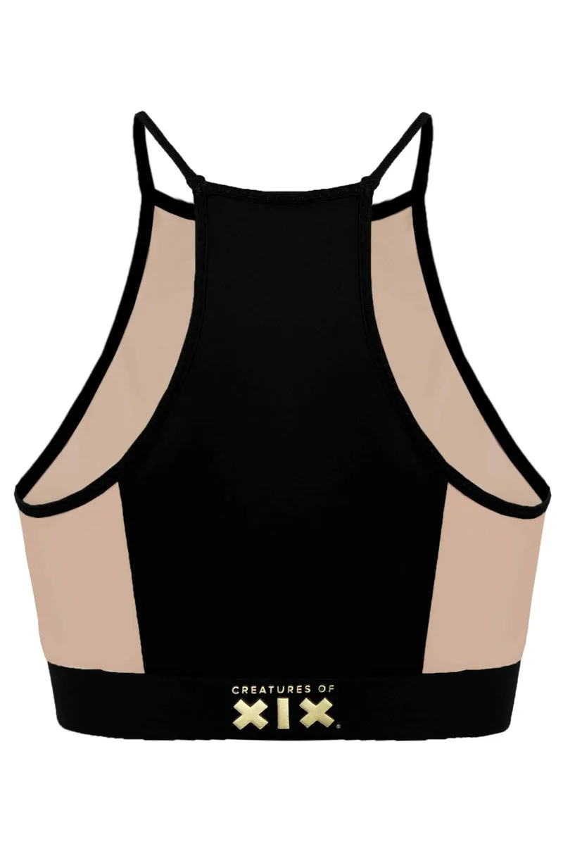 CXIX I S I S Halter Top - Black with Sand Mesh