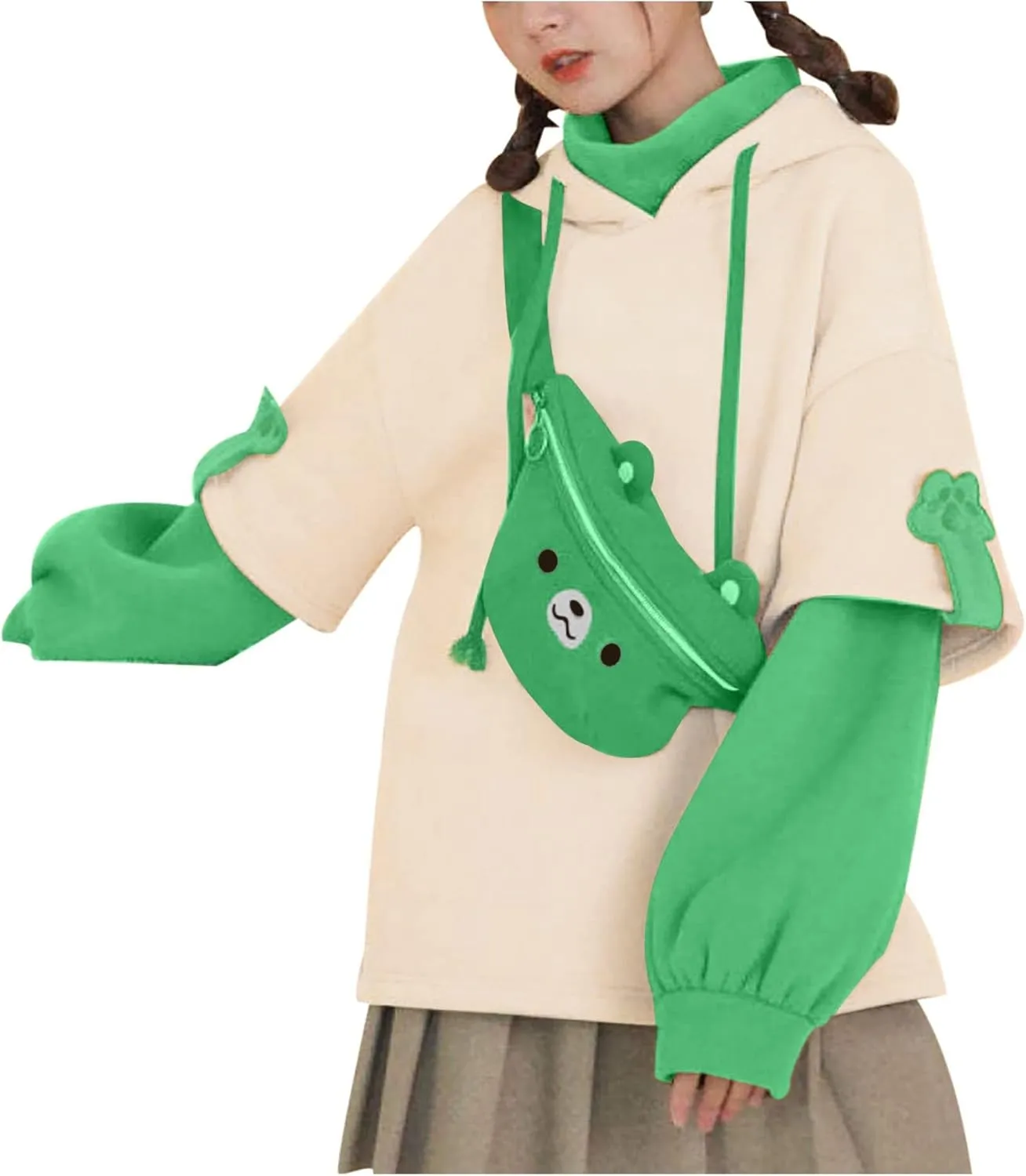 Dino Hoodies for Women Teen Girls Cute Kawaii Dinosaur Pullover Tops Long Sleeve Hooded Sweatshirt