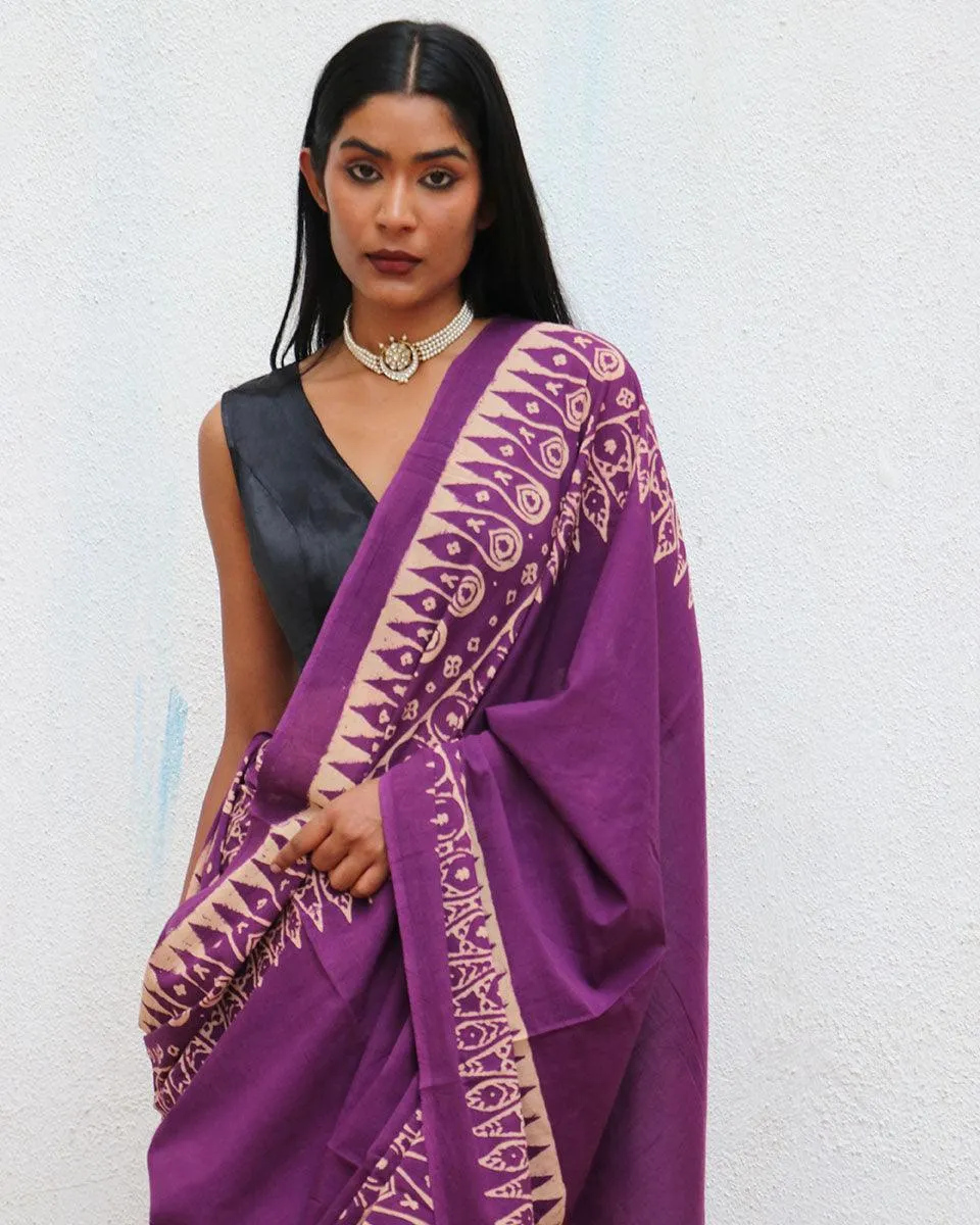 Eloise Hand Blockprinted Cotton Saree - Fmtm