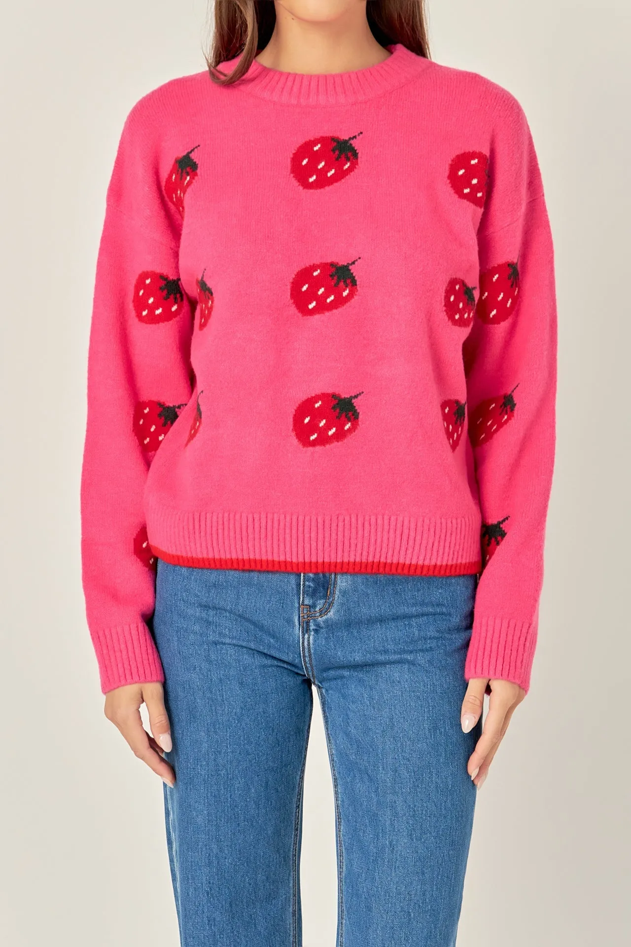 English Factory - Strawberry Crew Neck Knit