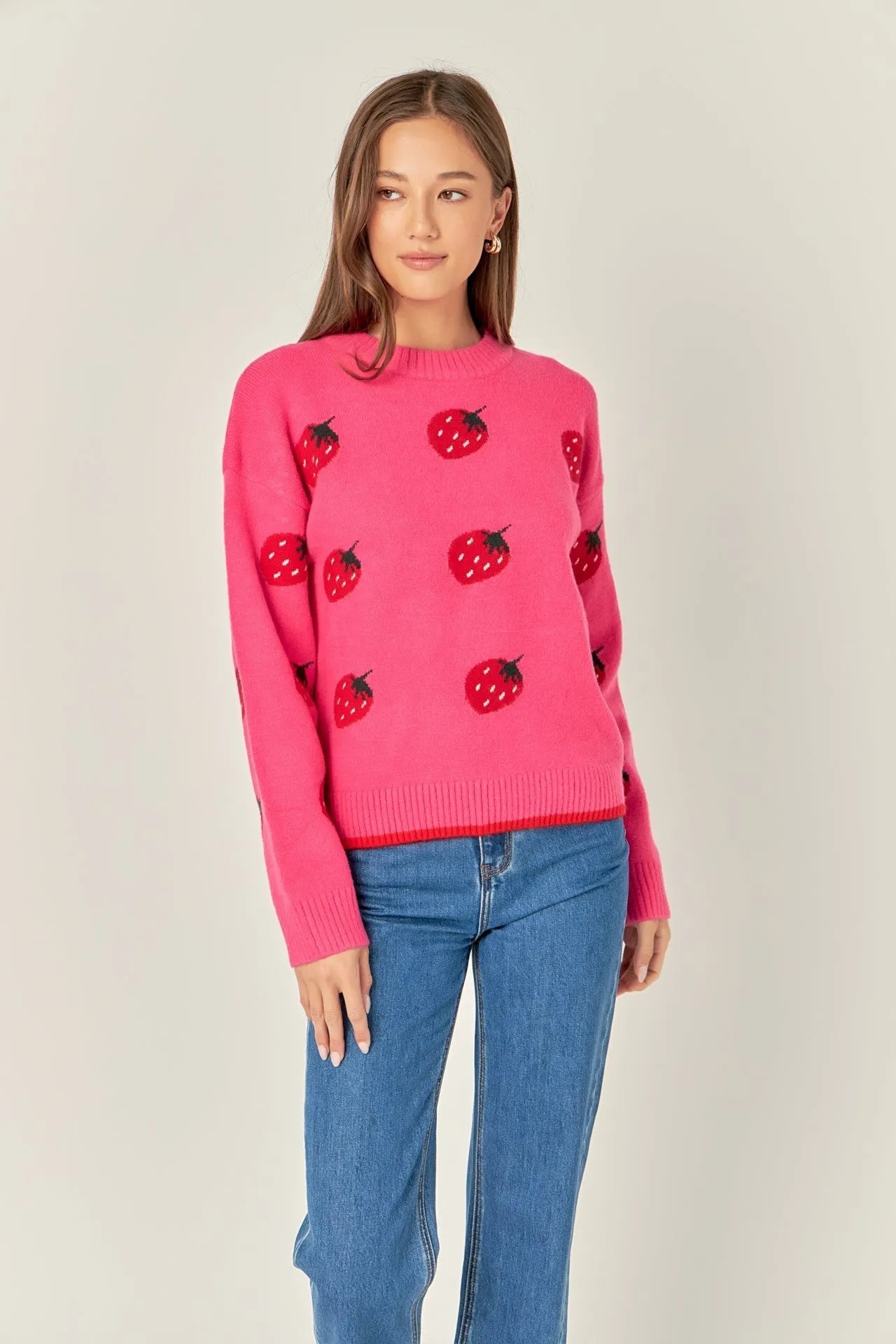 English Factory - Strawberry Crew Neck Knit