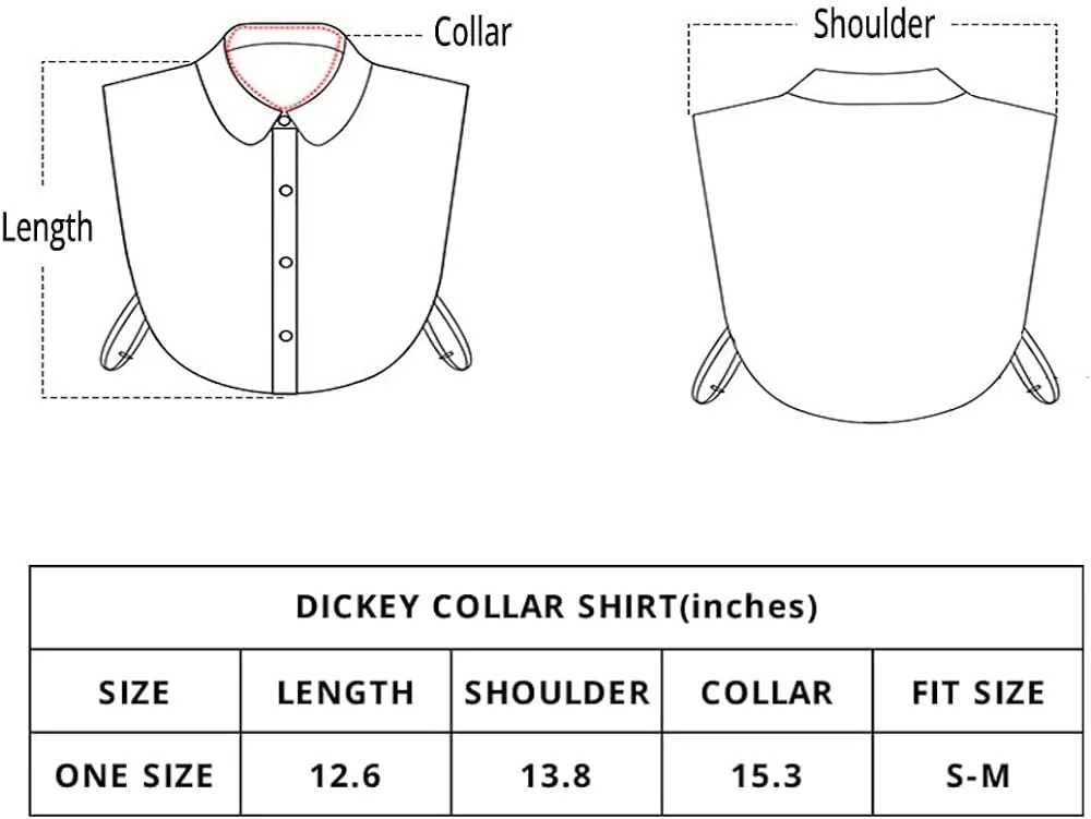 Fake Collar-  Detachable Dickey Collar Blouse-  Half Shirts - Peter Pan Faux False Collar for Women & Girls