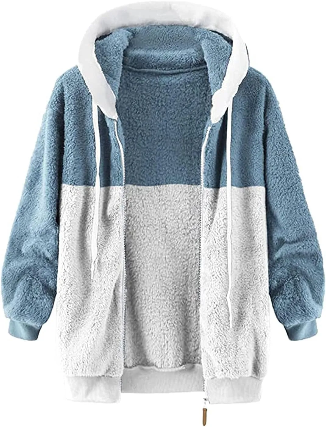 Fuzzy Fleece Jacket Women Plus Size Warm Winter Coats Fluffy Sherpa Hoodie Zip up Casual Cardigan Sweater Outerwear