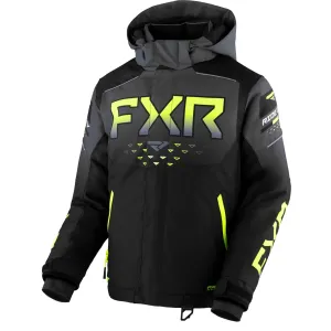 FXR Child Helium Snowmobile Jacket Black/Charcoal Fade/HiVis Grey